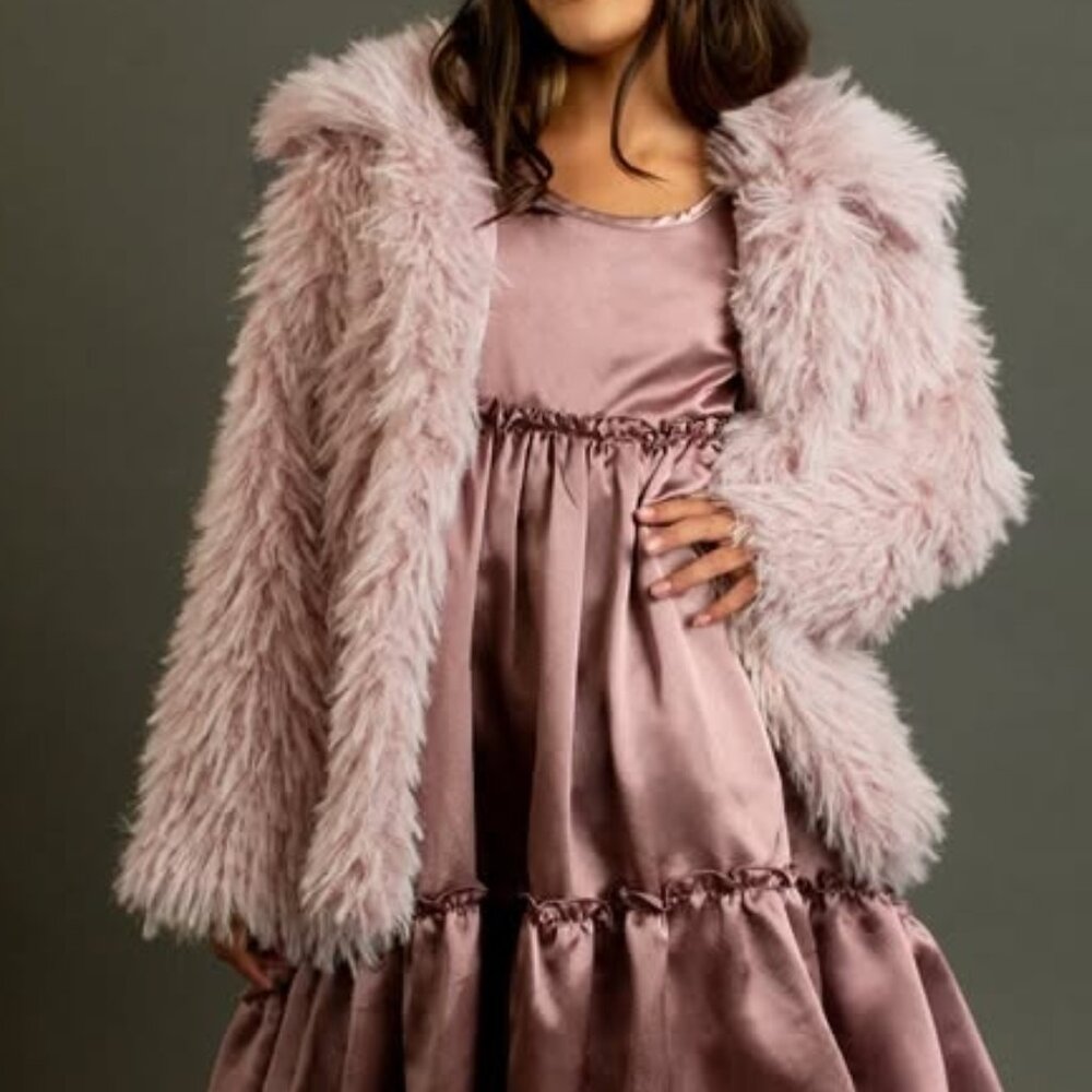 Joyfolie Blush Fur Jacket sz 8  NWT